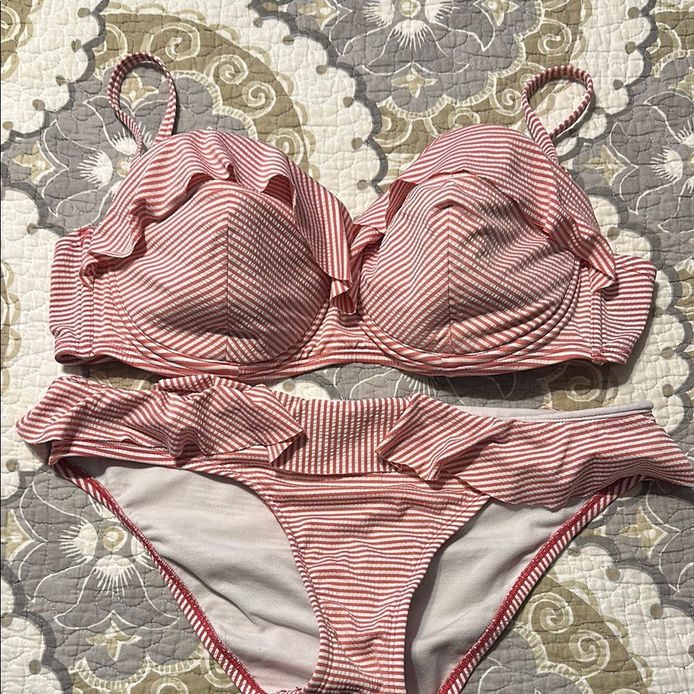 Time and Tru Pink Striped Bikini